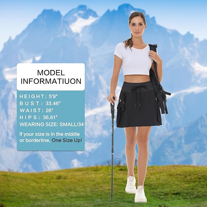 MIVEI Skorts for Woman - Hiking Cargo Skorts with Zipper Pockets, High Waisted Quick Dry Golf Workout, Dressy Casual