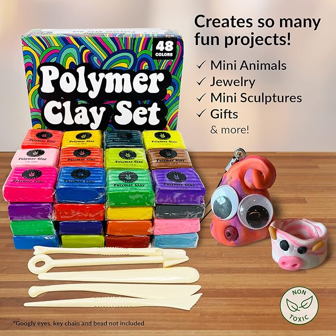 Oven Bake Polymer Clay Set, 48 Colors Modeling Clay Kit - Image 2