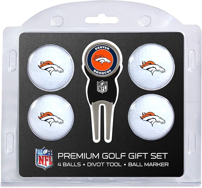 Team Golf NFL Regulation Size Golf Balls (4 Count) & Divot Tool with Removable Double-Sided Magnetic Marker
