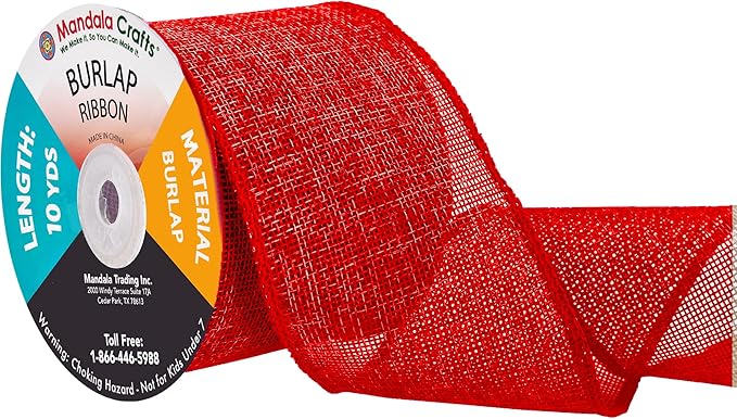 Mandala Crafts Red Burlap Ribbon 3 Inches Wide Jute Ribbons by MandalaCrafts