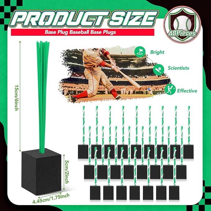 Shappy 48 Pcs Base Plugs Baseball Base Anchors with Tassel Heavy Duty Rubber Plug Dig Tools for Baseball Field Softball Drill