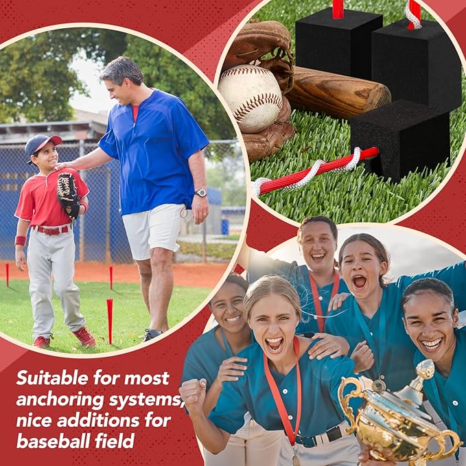 Shappy 24 Pieces Base Plugs with Tassels Heavy Duty Rubber Baseball Anchor Plug for Baseball Field Drill Softball Accessories