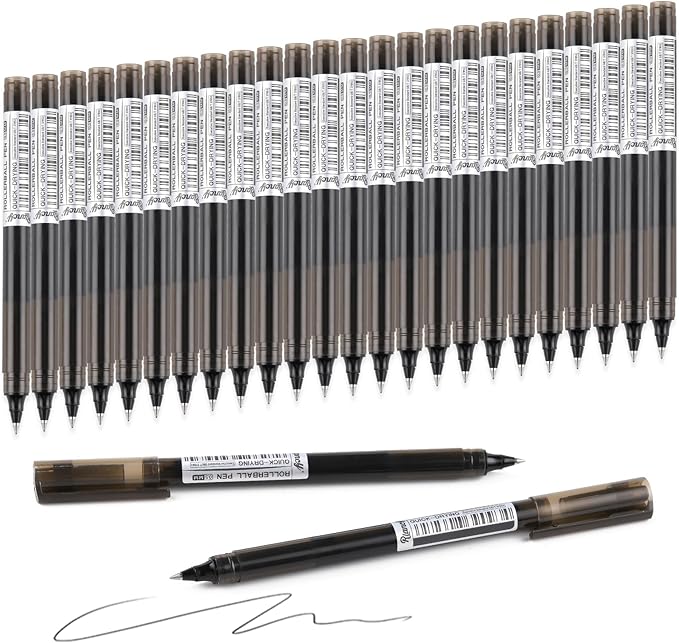 RIANCY Black Fine Point Gel Pens 24Pcs 0.5mm Gel Ballpoint Pens Black Liquid by RIANCY