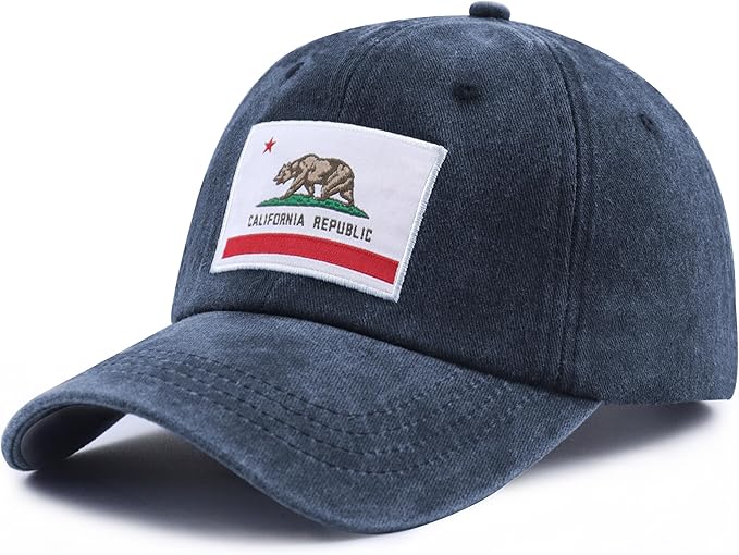 California State Flag Hats for Women Men, Adjustable Cotton California Bear Baseball Cap
