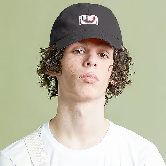 USA Flag & Embroidery Premium 100% Cotton Low Profile Adjustable Baseball Dad Cap