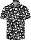 Golf Polo Shirts for Men Funny Print Short Sleeve Golf Shirts Performance Golf Polos