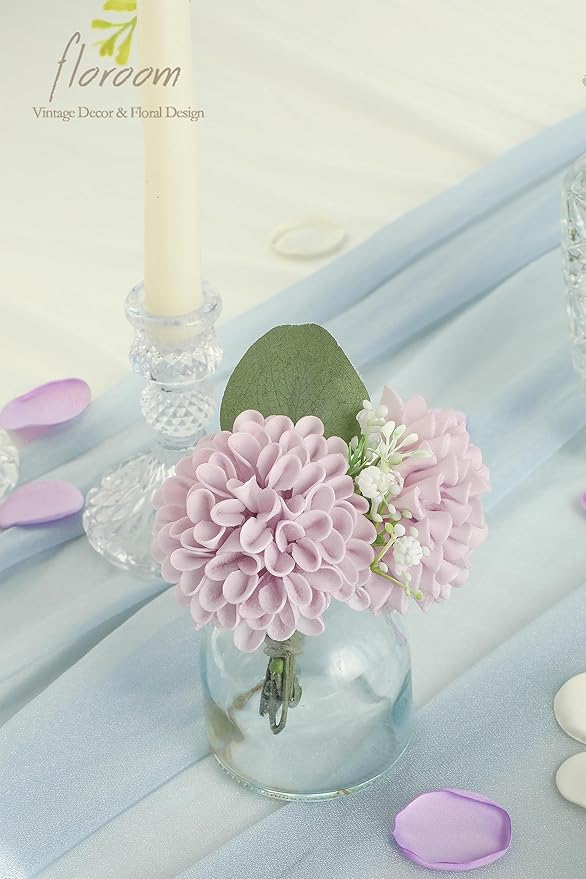 Floroom Artificial Dahlia Flowers 25pcs Real Looking Pale Lavender Foam Fake - Image 4