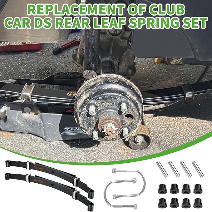 Heavy Duty Rear 4-Leaf Spring Kit with Bushings & Sleeves for Club Car DS Golf Cart Accessories OEM 102006501, 1014675, 1011149, 1012618, 1015583, 1012303, 1014902