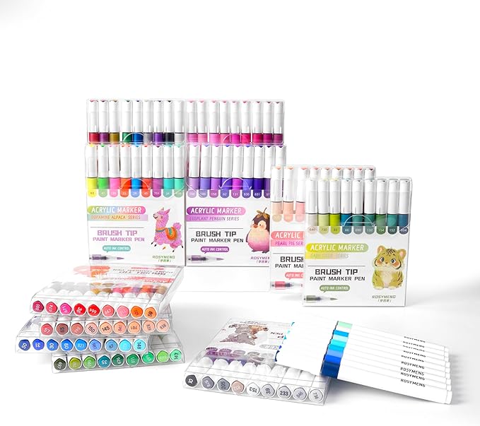ROSYMENG 9 Metallic Color Acrylic Paint Pens, Quick-Drying Waterproof Acrylic - Image 2