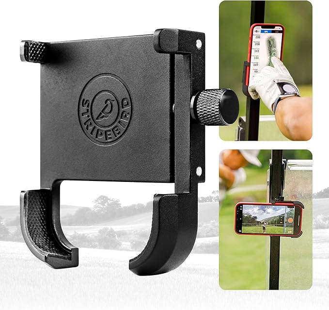 Stripebird - Magnetic Golf Cart Phone Holder - US Patented, Neodymium N52 Magnets - Golf Cart Phone Mount for iPhone & Samsung - Slim Golf Caddy Accessories for Men & Women
