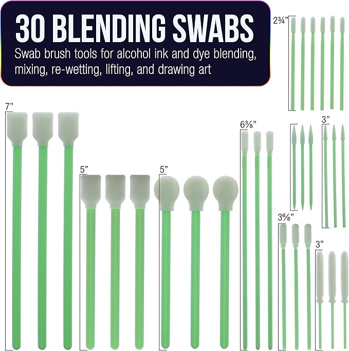 U.S. Art Supply 30 Alcohol Ink Blending Swabs - Image 2