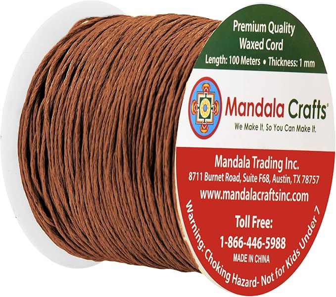 Mandala Crafts 1mm 109 Yards Russet Brown Cotton Waxed Cord - Image 2