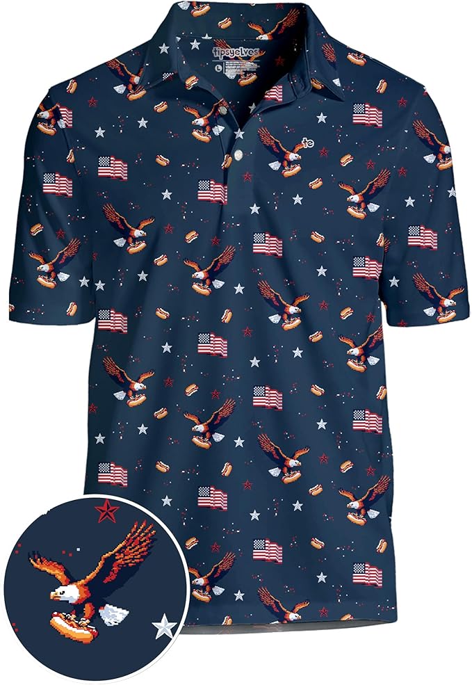 Tipsy Elves Men's Performance Golf Shirt - 4-Way Stretch, Quick Dry, Athletic Cut - Golf Polo