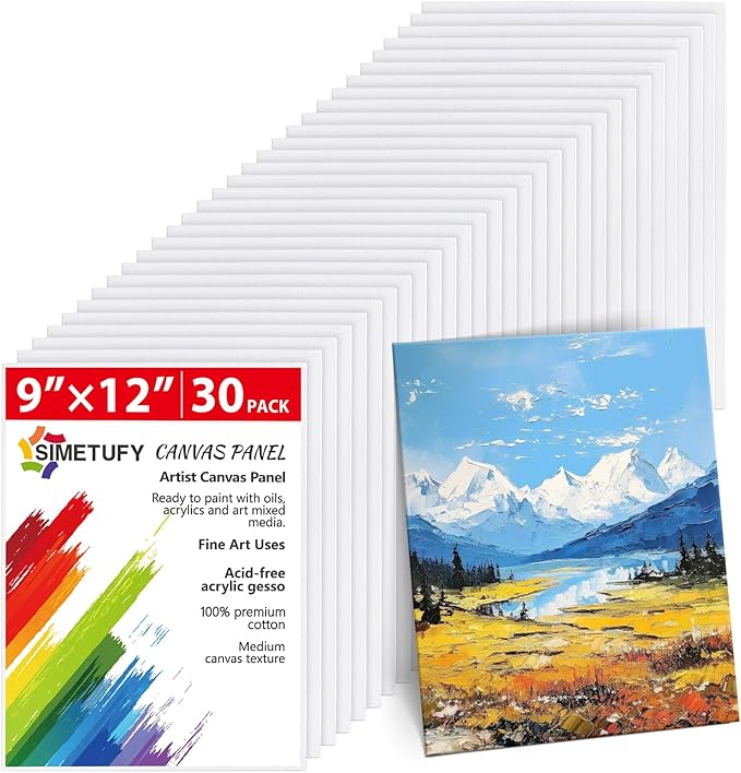 Simetufy 30 Pack 9x12 Inch Canvas Boards by Simetufy