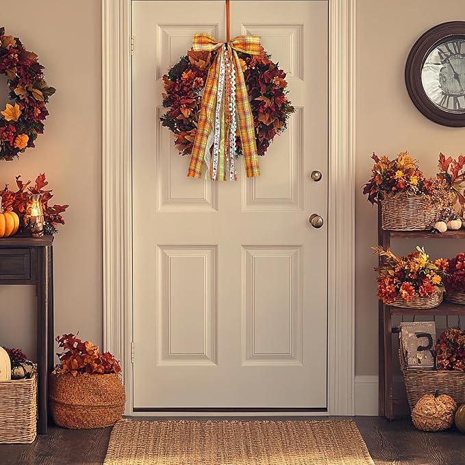 Large Fall Ribbon Bow for Wreath - Image 5