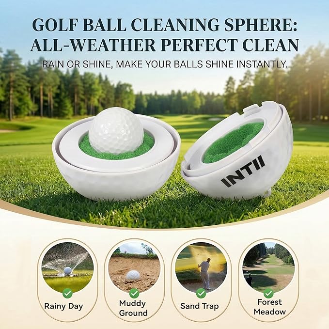 Upgrade Portable Golf Ball Cleaner More Lightweight, Home Golf Ball Washer for Bag, with Replaceable Sponges, Clip-On Design, Premium Golf Accessories Gift