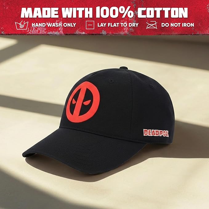 Marvel Deadpool Adjustable Baseball Hat with Curved Brim