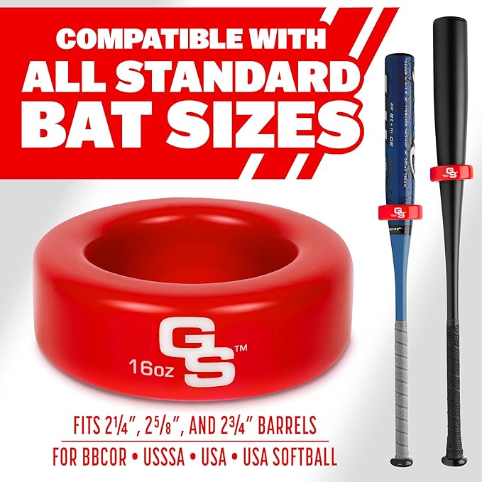 GoSports Baseball and Softball Bat Weight – 16 oz Bat Donut for Youth and Adult, Baseball & Softball Bat Accessories