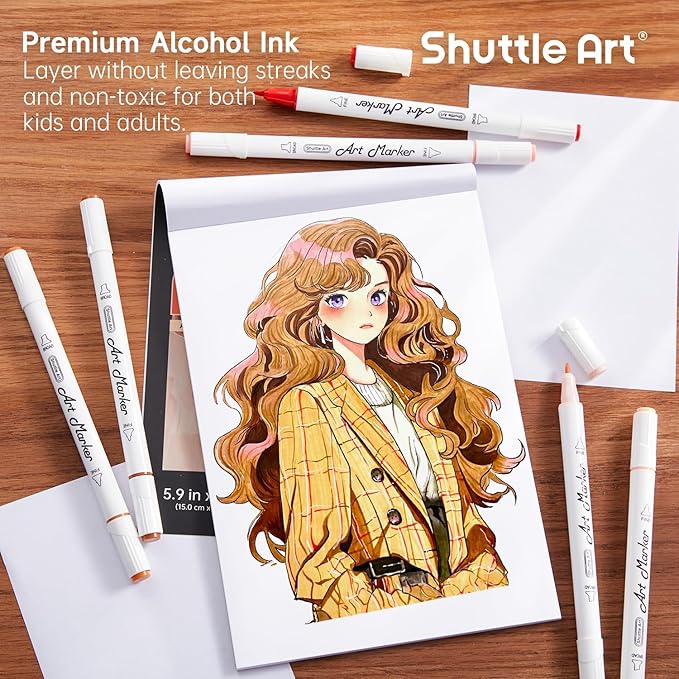 Shuttle Art 30 Colors Skin Tone&Hair Art Markers, Dual Tip Alcohol Based Flesh - Image 4