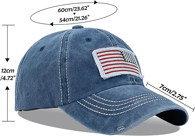 Distressed Ponytail Hat for Women American-Flag Pony Tail Caps High Bun