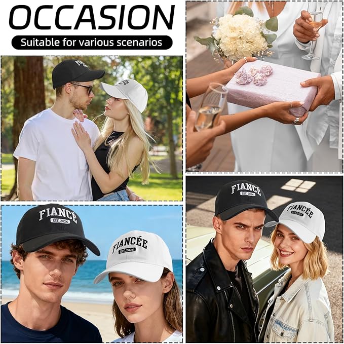Embroidered Baseball Cap Women Men Engagement Anniversary Honeymoon Wedding Gifts Newlyweds Couples Adjustable Hats