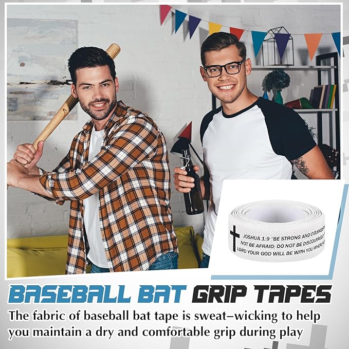 Pushglossy Christian Baseball Bat Grip Tapes 1.5mm Faith Cross Bat Grip Tape, Precut Full Adhesive Baseball Wrist Tape Scripture Design Non-Slip Religious Baseballs Grips Tapes