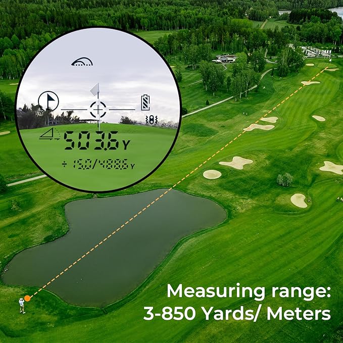 Golf Laser Rangefinder with Slope, CIGMAN 850 Yards Rechargeable Golf Range Finder, Continuous Scan for Hunt, High-Precision LCD Screen Flag Pole Lock Vibration, 6X Magnification