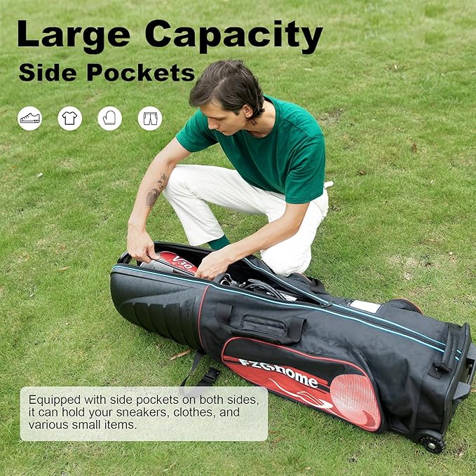 Golf Travel Bags for Airlines with Hard Case Top & Wheels, Hard Shell Top Protect Golf Club, Made of 1680D Heavy Duty Oxford, Internal Strap for Fixing, Lightweight and Easy to Maneuver