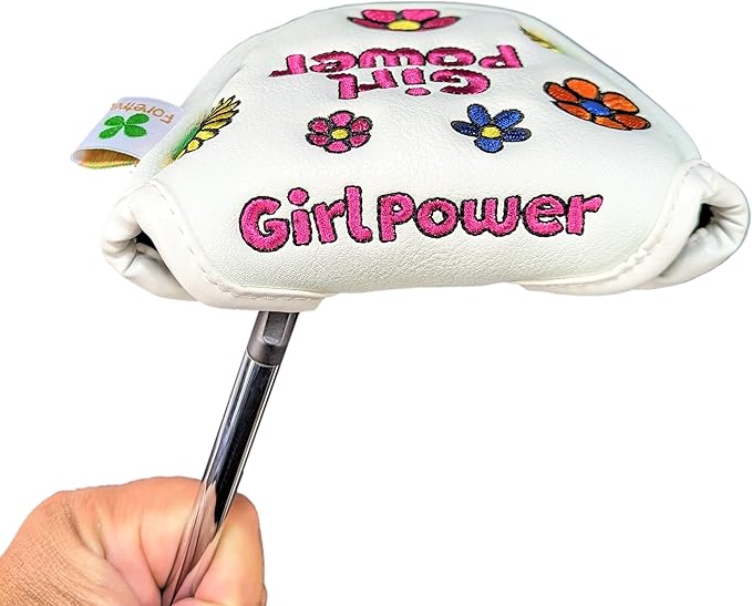Foretra Driver Headcover Golf Club Covers Blade Mallet Putter Cover Alignment Stick Holder Hybrid Fairway Wood Head Cover Girl Power Novelty Golf Accessories for Most Brands