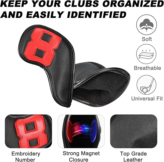 Magnetic Golf Head Covers Wedge Golf Club Headcovers Golf Club Head Covers Fits Most Clubs Gift Set, Travel Protection Accessories