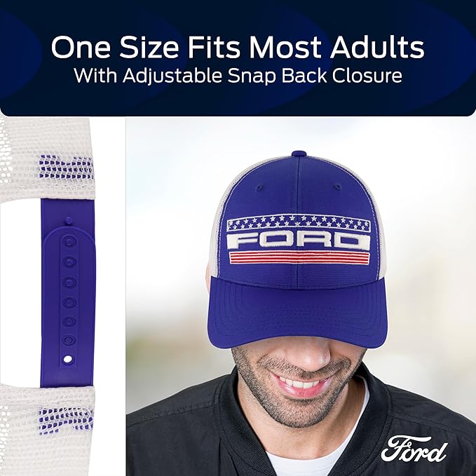 Ford Truck Hat, Logo Mesh Adjustable Baseball Cap with Curved Brim