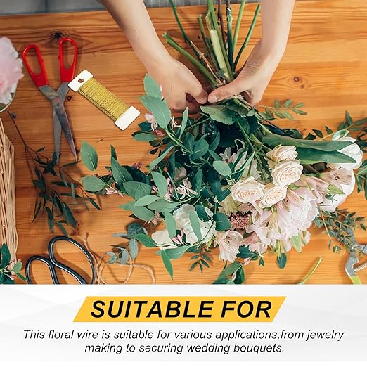 MECCANIXITY 114 Yards/345 Feet 27 Gauge Metal Floral Wire Copper Flexible - Image 4