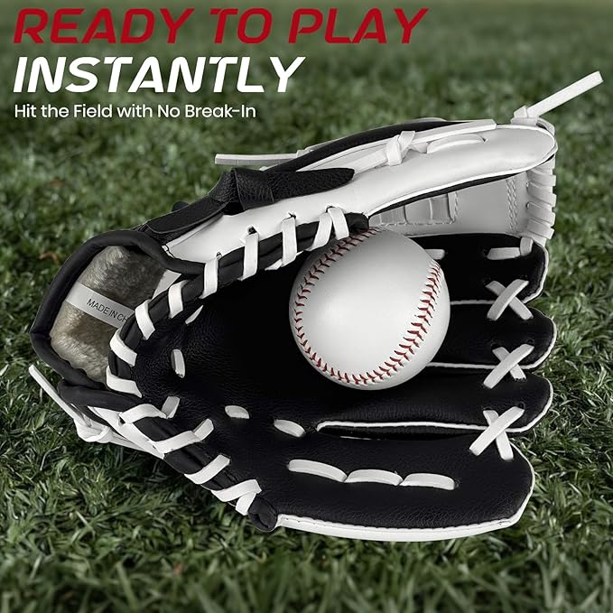Baseball Glove + Ball Sets, Softball Glove, Baseball Mitt, 10.5''-12.5'' for Youth/Adult Training and Beginner Play, Synthetic Leather Softball Mitt