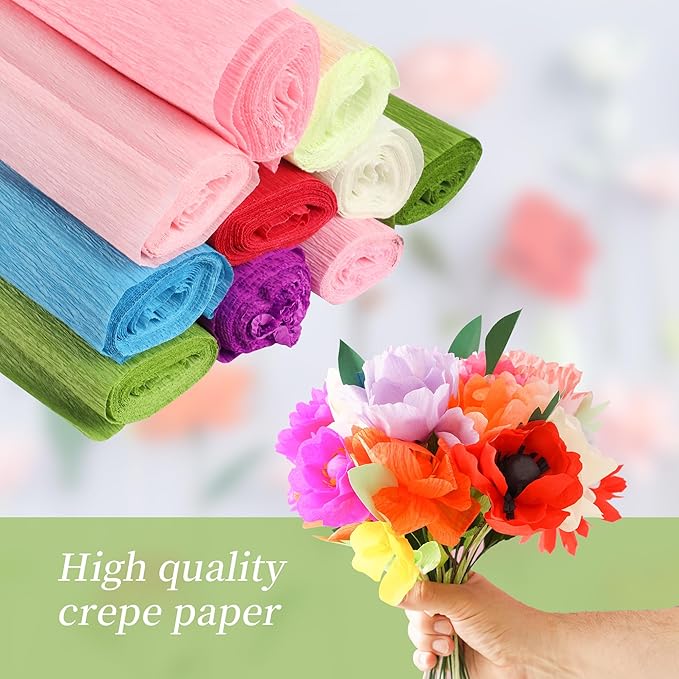 72Pcs Crepe Paper Flower DIY Kits, 20 Colors Crepe Paper Rolls 8.2ft Long 9.84 - Image 3
