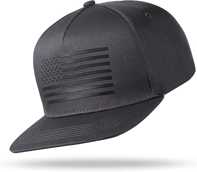 UALON Baseball Cap, Snapback Trucker Hat for Men & Women with American Flag and Adjustable, Breathable Mesh, Flat Bill Hats
