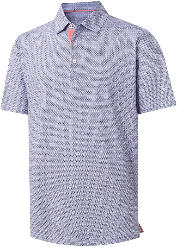 M MAELREG Mens Golf Shirt Short Sleeve Dry Fit Print Moisture Wicking Performance Patterns Collared Polo Shirt