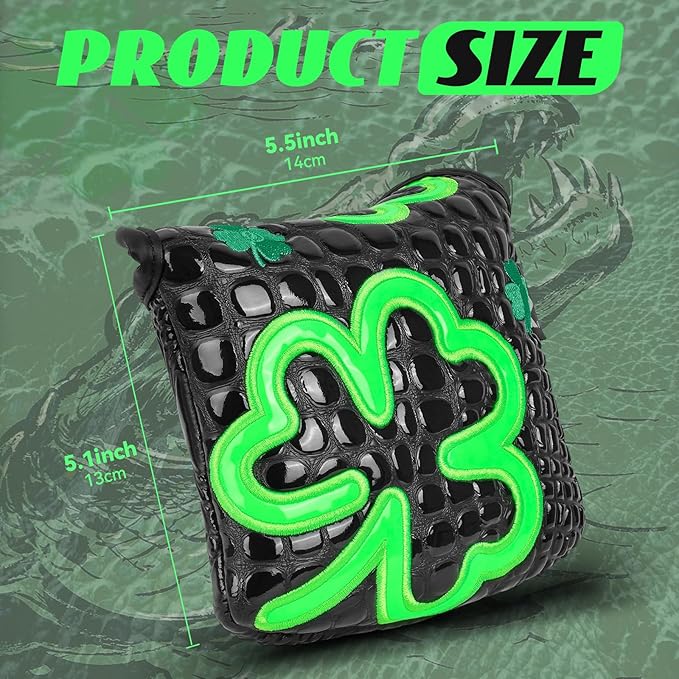 Craftsman Golf Green Lucky Clover Driver Wood Hybrid Headcover Blade Mallet Putter Cover for Scotty Cameron Taylormade Odyssey Also for Custom Version with Your Name Stitched
