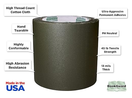 BookGuard 4 inch Premium Bookbinding Repair Cloth Tape, 15 Yard Roll - Image 2