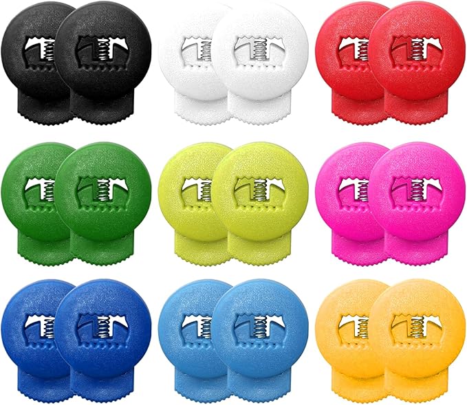 Baseball Glove Locks – 18 Pack Lace Locks for Baseball & Softball – 9 Assorted Colors (2 Each) – Glove Lock Clips for Glove Repair and Secure Fit - Youth & Adult Players