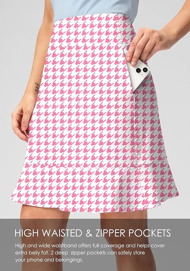 Viodia 20" Knee Length Skorts Skirts for Women with Pockets High Waisted Athletic Tennis Golf Skort for Casual Summer