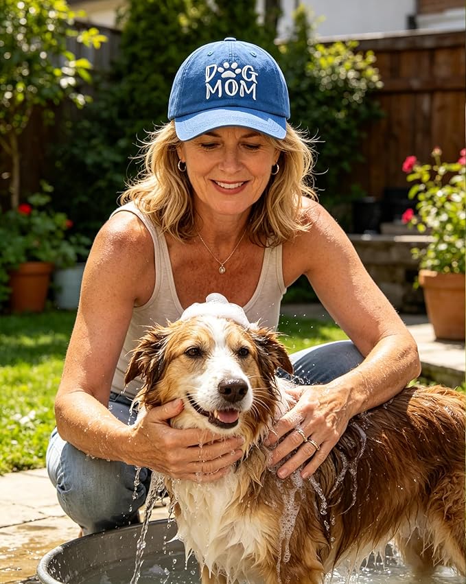 Waldeal Women's Embroidered Dog Mom Hat Adjustable Denim Baseball Cap