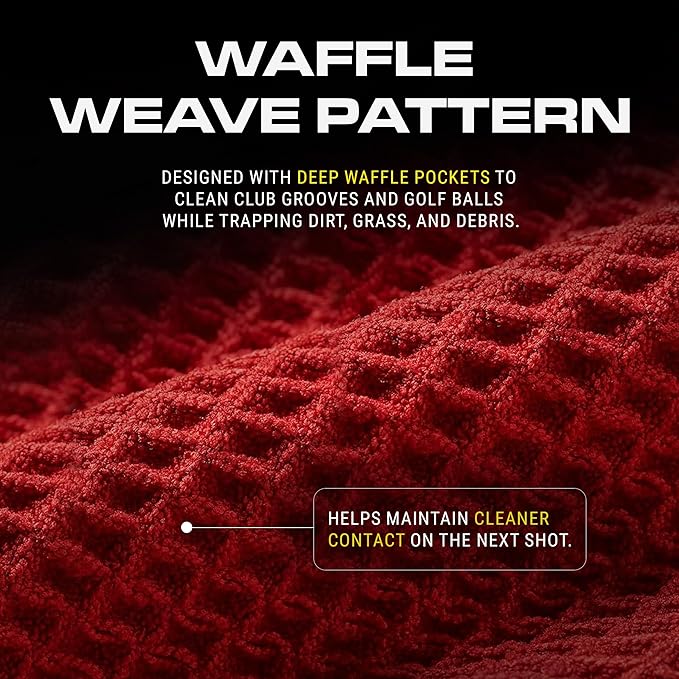 STICKIT Magnetic Golf Towel - Ultra-Absorbent with Waffle Weave Microfiber - Golf Towel with Magnet for Bags, Clubs & Carts - Removes Dirt, Grass, & Debris from Club Face - 29” x 29” (Grey)
