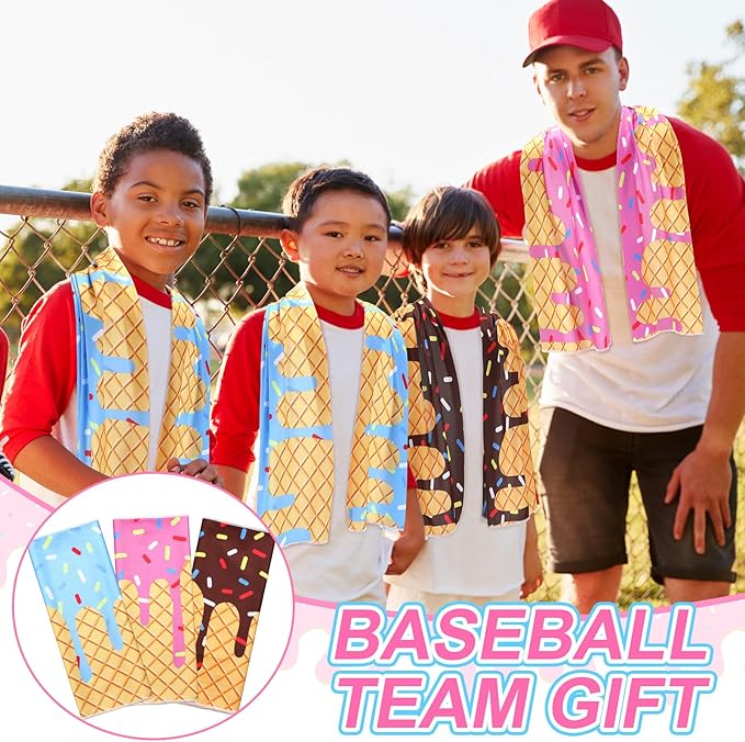 Breling 12 Pcs Baseball Cream Drip Cooling Towels 40"x12" Baseball Drip Cooling Towels Microfiber Sweat Absorbent Rags Sport Team Gifts for Coach Team Appreciation Gifts Sport Party Goodie Favors