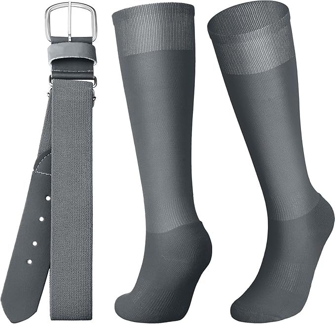 Zhanmai Baseball Belt and Socks Combo, Adjustable Elastic Belt and Softball Socks, Multiple Sizes for Youth Boys Girls, Adult