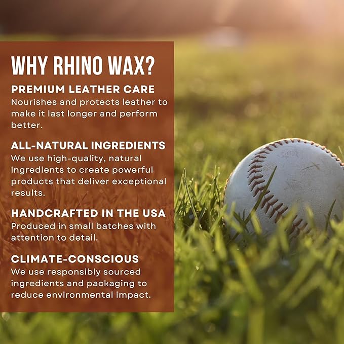 Rhino Wax - Baseball Glove Ultimate Break-in Kit - Includes Premium Oil for Ball Gloves, Mitt Conditioner, Hardwood Mallet, Wrap, Brush, and Microfiber Cloth - This is How to Break in a Glove Fast