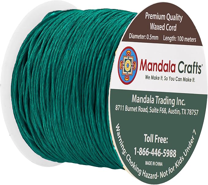 Mandala Crafts 0.5mm 109 Yards Teal Cotton Waxed Cord - Image 2