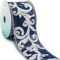 CT CRAFT LLC Royal Satin Silver Swirl Wired Ribbon 2.5 Inch x 10 Yards by CTCRAFTLLC