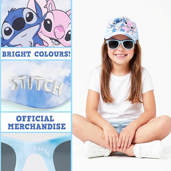 Hello Kitty | Disney Stitch | Care Bears Baseball Cap & Sunglasses for Girls UV400 Sun Protection Gifts for Girls