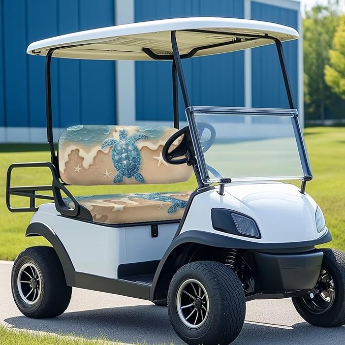 Bulopur Beach Sea Turtle Golf Cart Seat Towel Covers Ezgo Club Car Golf Cart Seat Covers Suitable for All Weather, Easy to Install and Washable