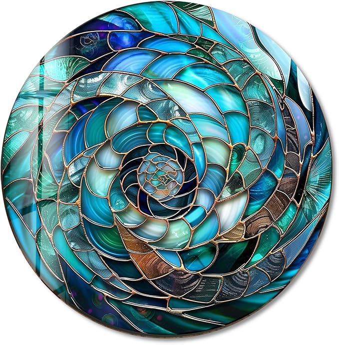 My Photostation.com 10'' Diameter Ocean Vortex Spiral Round Glass Wall Art - Image 8